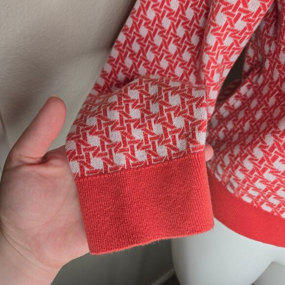 LOFT OUTLET Printed Button Up Cardigan Orange & White Size XL - Picture 7 of 14